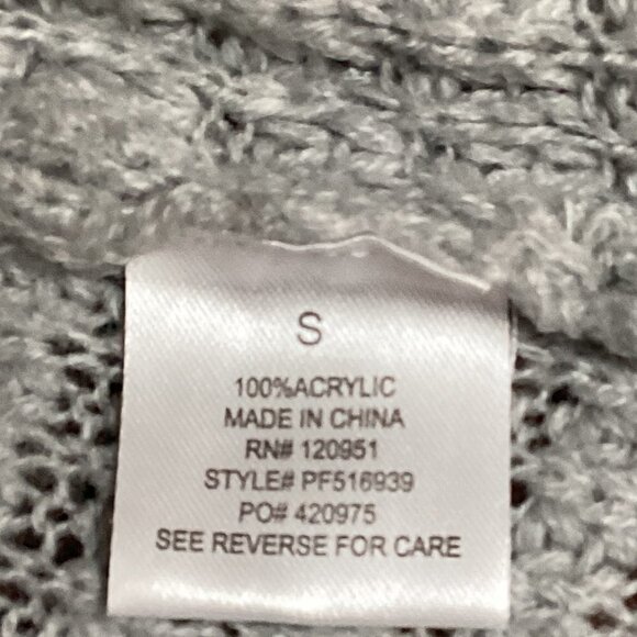 PINK ROSE S Gray Open Weave Pocket Cardigan Sweater Braid Accent 173H - Picture 7 of 8